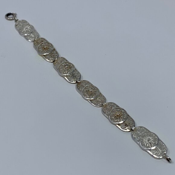 Birks Sterling Silver Floral Filigree Bracelet Size 6 - Picture 5 of 12